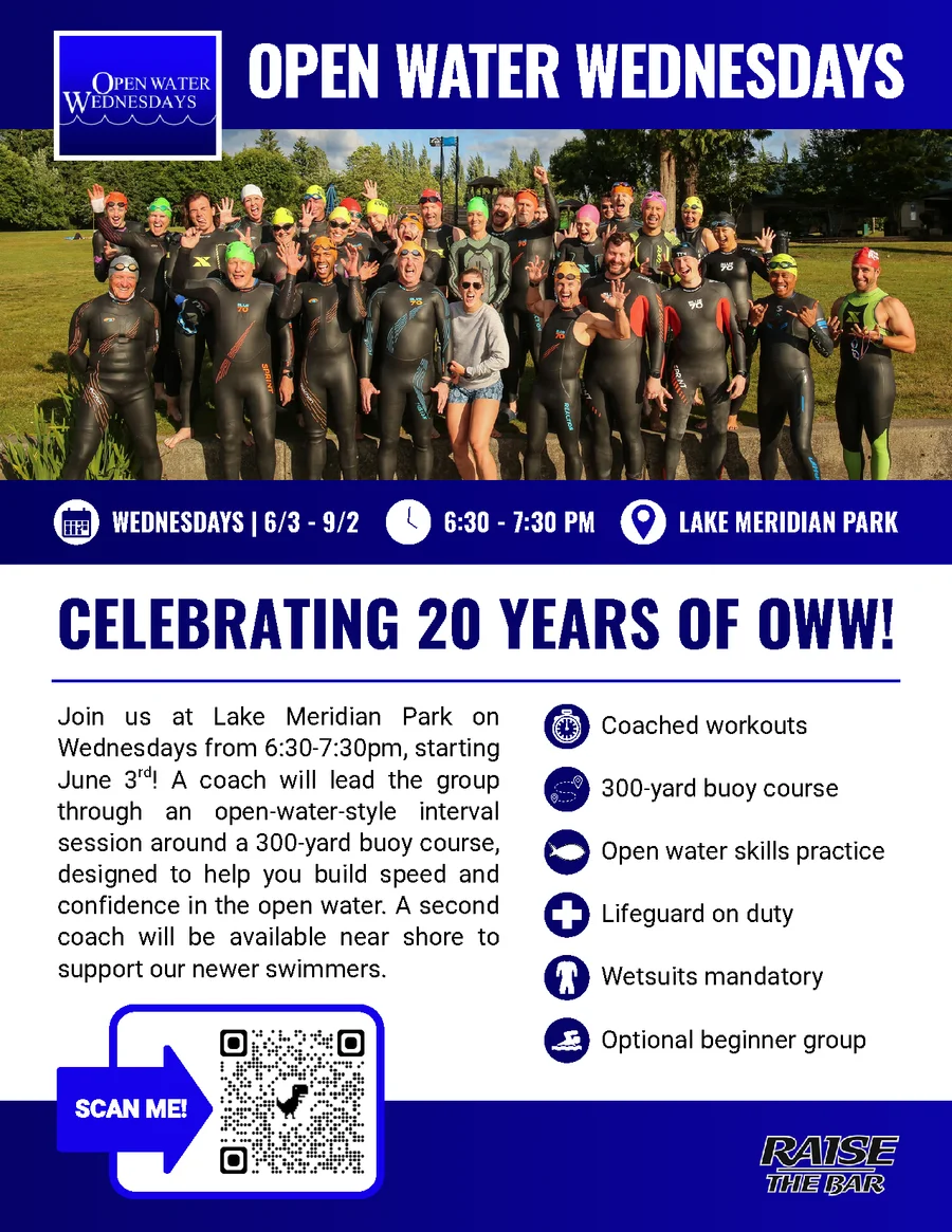 Open Water Wednesdays flyer — celebrating 20 years